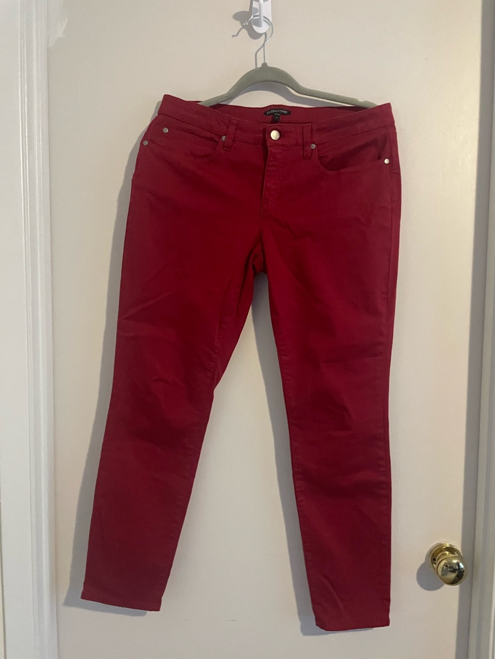 Eileen Fisher Red Organic Cotton Skinny Jeans Size 6 EUC (398)